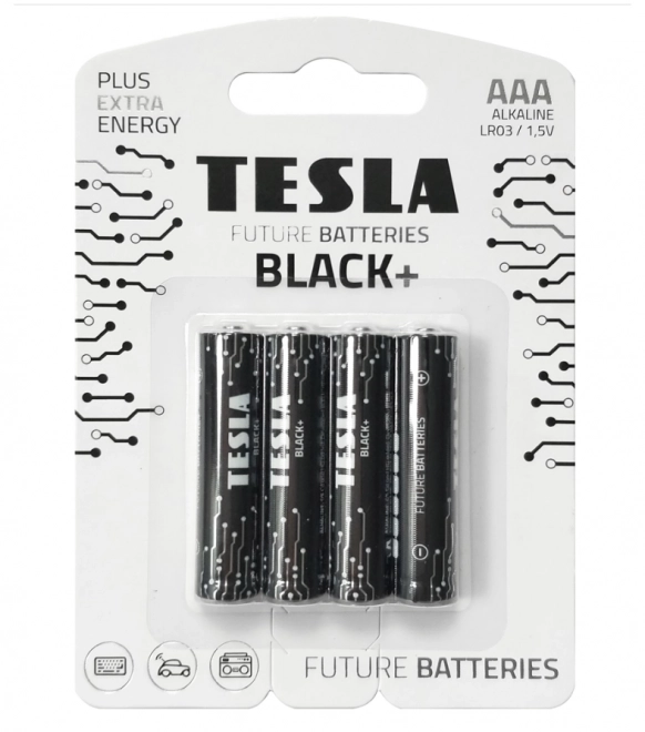 Alkalická batéria Tesla Black+ LR03 1.5V, 4 ks