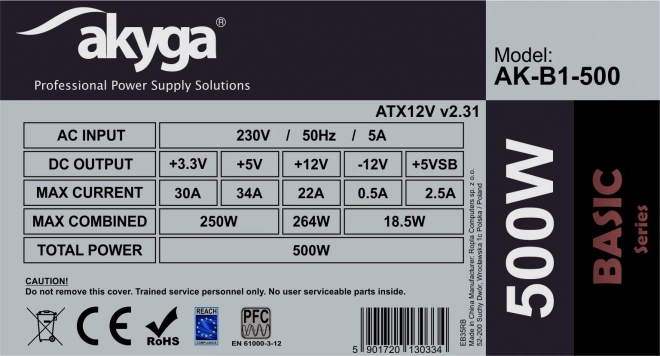 Napájací zdroj 500W s tichým ventilátorom