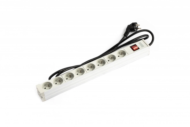 Alumíniový 19" RACK PDU napájací panel s 8 zásuvkami Typ E a káblom Schuko