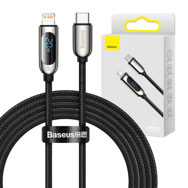 USB-C kábel na Lightning s displejom, 20W, 2m Čierny