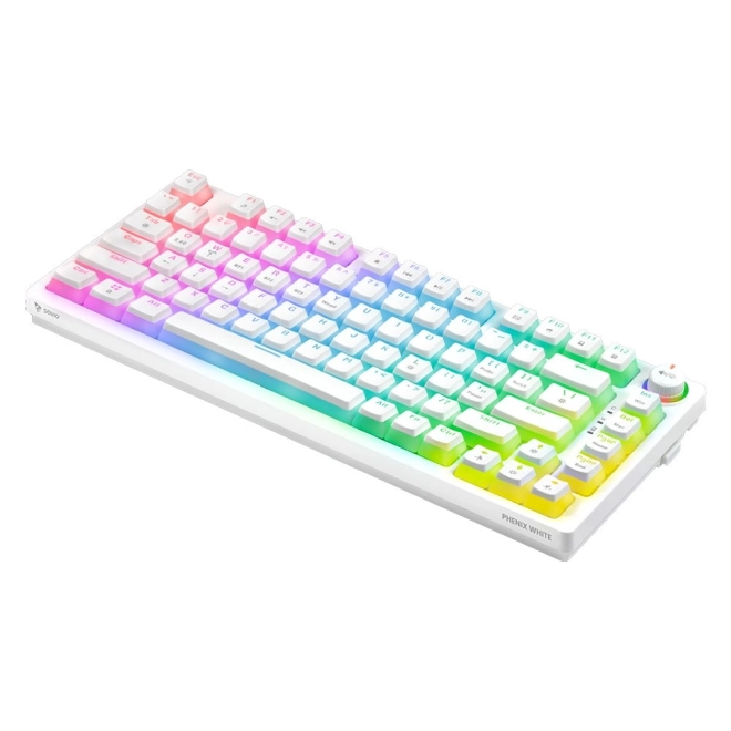 Mechanická bezdrôtová klávesnica Phenix White s Gateron Red Pro a pudding keycapmi