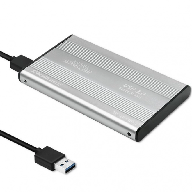Strieborné puzdro na disky HDD SSD 2.5" SATA3 USB 3.0