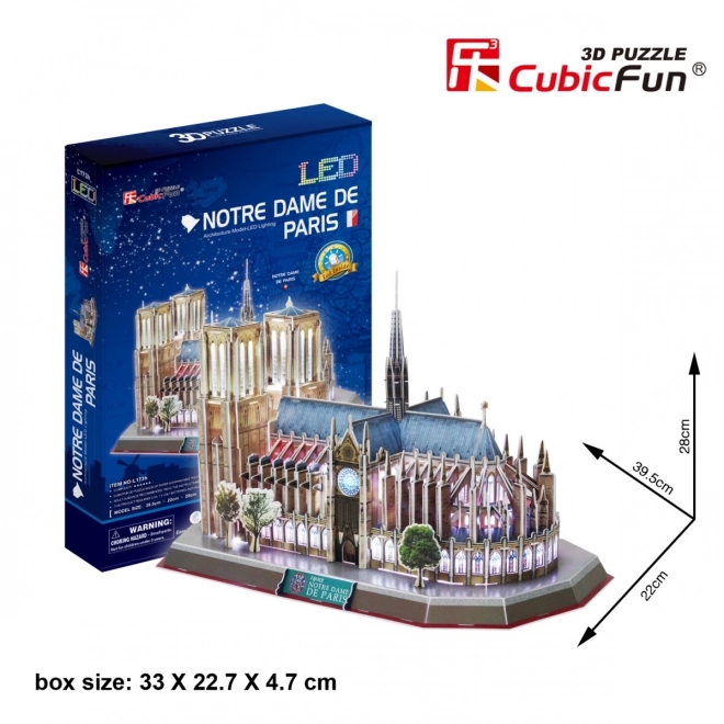 3D puzzle Katedrála Notre Dame so svetlom