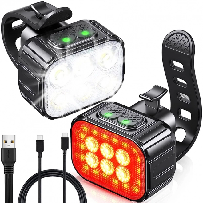 LED svetlá na bicykel predná a zadná sada USB nabíjacie