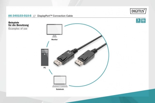 Kábel DisplayPort s sponou 1080p 60Hz FHD DP/M DP/M čierny 1m