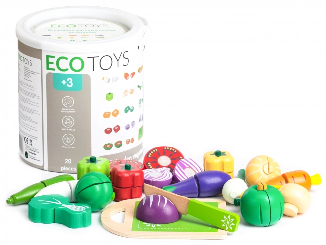 Drevená zelenina na krájanie 20ks Ecotoys