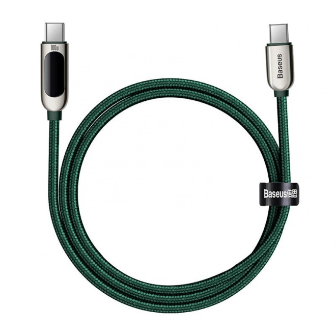 Kábel Baseus USB-C na USB-C s displejom 100W 1m zelený