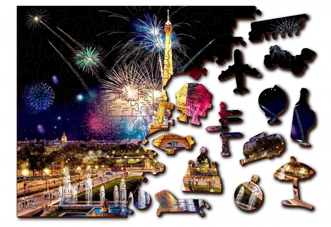 Drevené puzzle Nočná Paríž 2v1, 505 dielikov