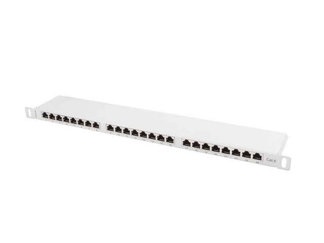 Patch panel 24 portov Kat.6 šedý tienený