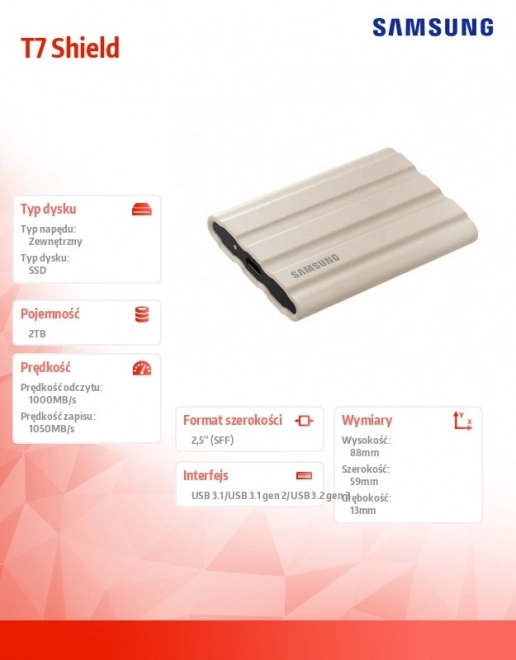 SSD Disk T7 Shield 2TB USB 3.2 béžový