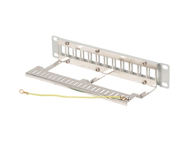 Patch panel 12 portový s organizérom pre keystone moduly v sivej farbe