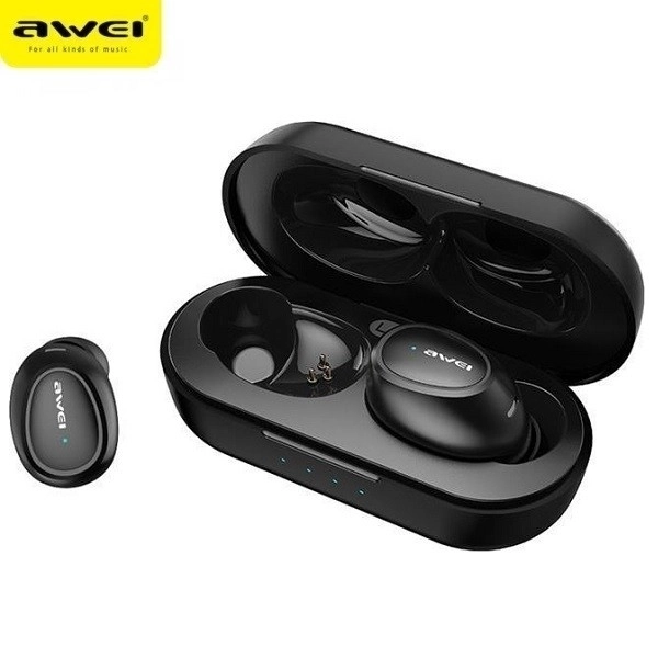 Bluetooth slúchadlá Awei T16 s dokovacou stanicou Čierne
