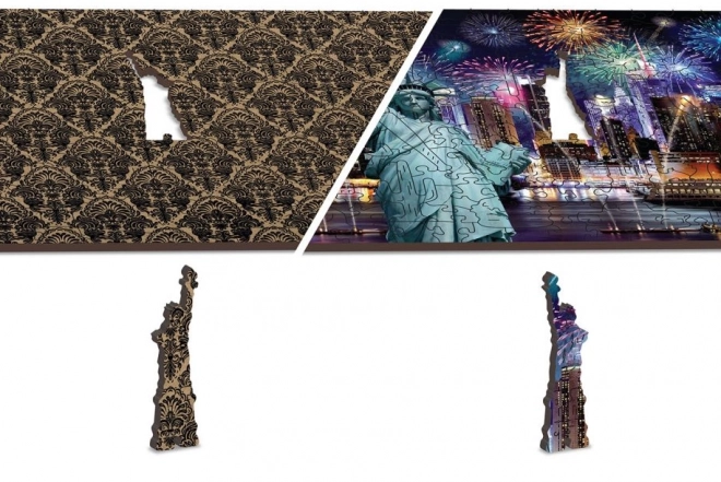 Drevené puzzle 3D - New York v noci L, 400 dielikov