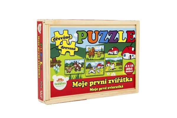 Drevené puzzle Moje prvé zvieratká 4x12 dielikov