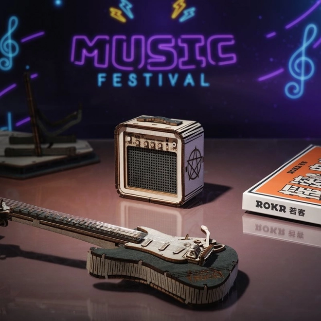 RoboTime Drevené 3D puzzle - Elektrická gitara