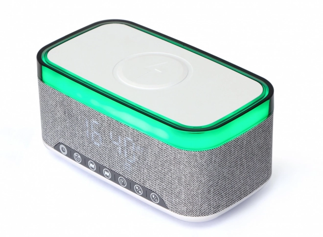Digitálny budík s bezdrôtovým nabíjaním a DAB/FM rádiom RGB bielo-sivý