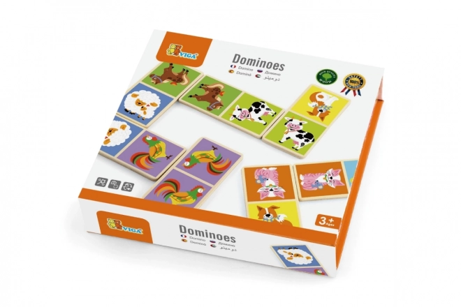 Viga Drevené domino Farma 28 kusov Montessori
