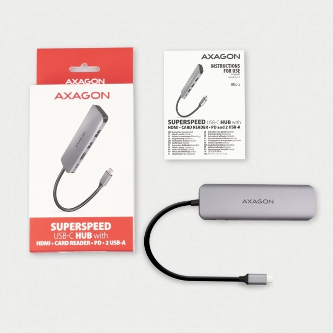 Wieloportový hub AXAGON 5v1 USB 3.2 Gen 1