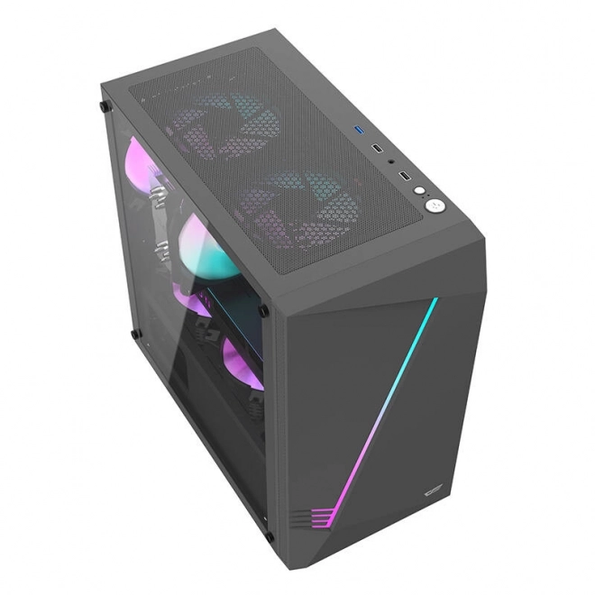 Počítačová skriňa Aigo čierna s RGB ventilátorom