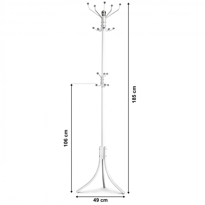 Stojan na oblečenie s 16 háčikmi, biely