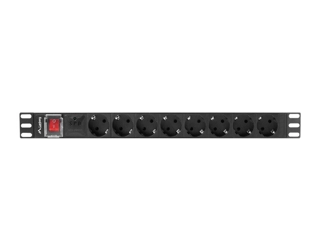 Čierna napájacia lišta Rack PDU 19 1U 16A 8x schuko 2m