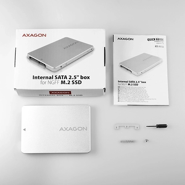 Interná strieborná 2.5" skrinka na SSD M.2 SATA