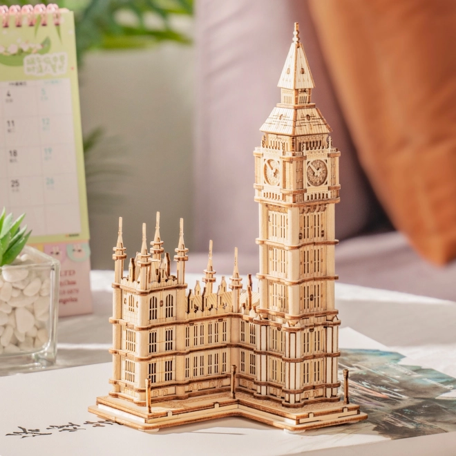 RoboTime drevené 3D puzzle vežové hodiny Big Ben svietiace