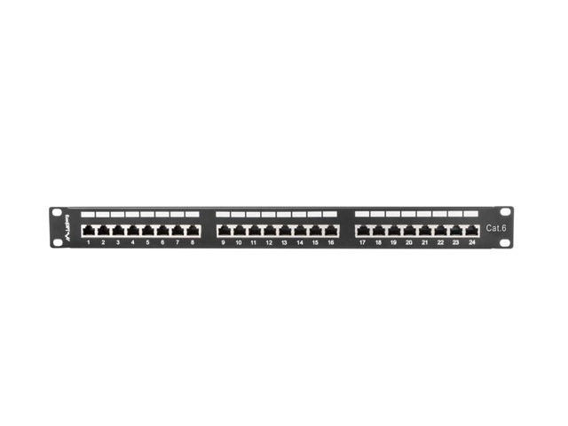 Patch panel 24 portov 1U kat.6 čierny tienený