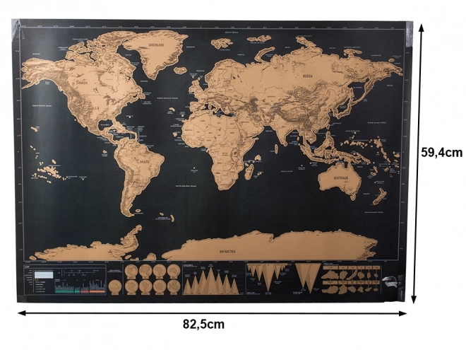 Mapa sveta s možnosťou stierania pre cestovateľov