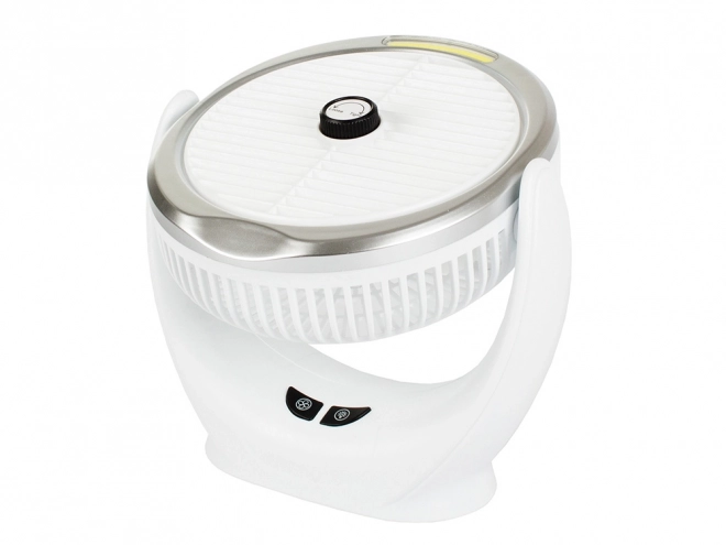 Bezdrôtový stojaci stolový ventilátor dobíjateľné led svetlo – Biela