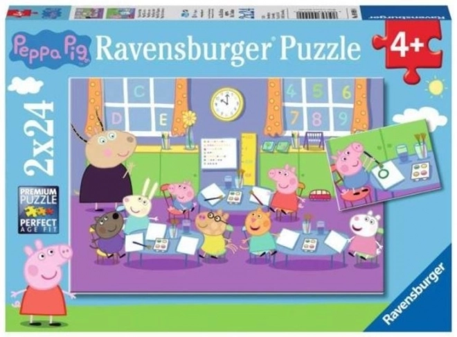 Ravensburger: Puzzle 2v1 - Peppa Pig a celá trieda