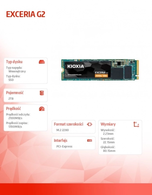 SSD disk Kioxia Exceria G2 2TB NVMe