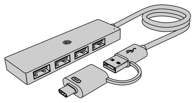 4-portový hub USB 3.2 Gen 1 Typ-C a Typ-A