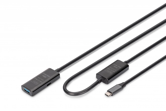 Aktívny predlžovací kábel USB-C - USB-A 10m, USB 3.2 Gen1 5Gbps