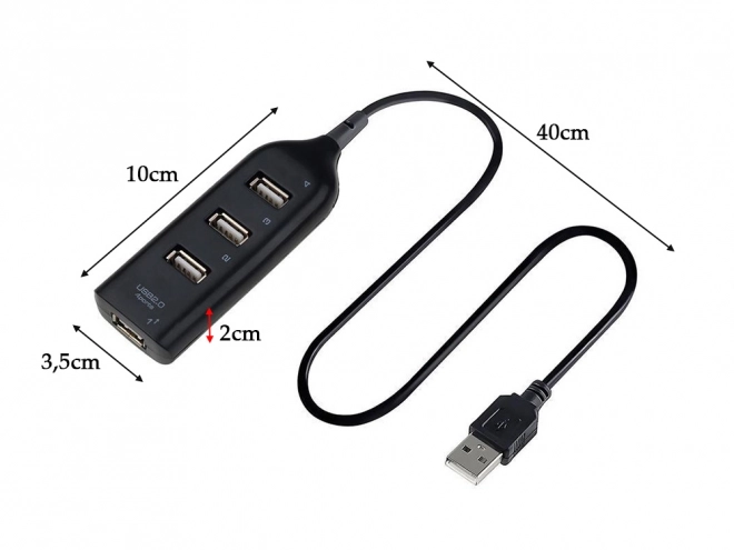 Rozdeľovač USB s 4 Portami USB 2.0