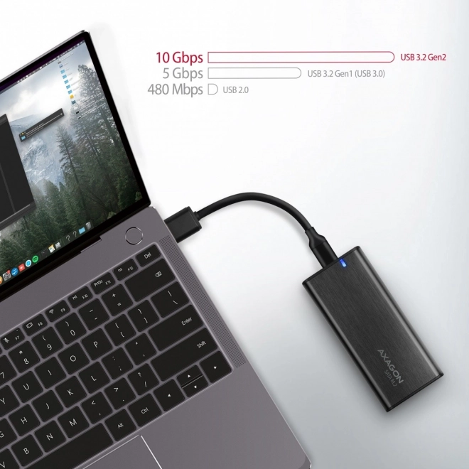 Axagon vonkajší hliníkový box na sata m.2 ssd bez skrutiek usb-c 3.2 gen 2