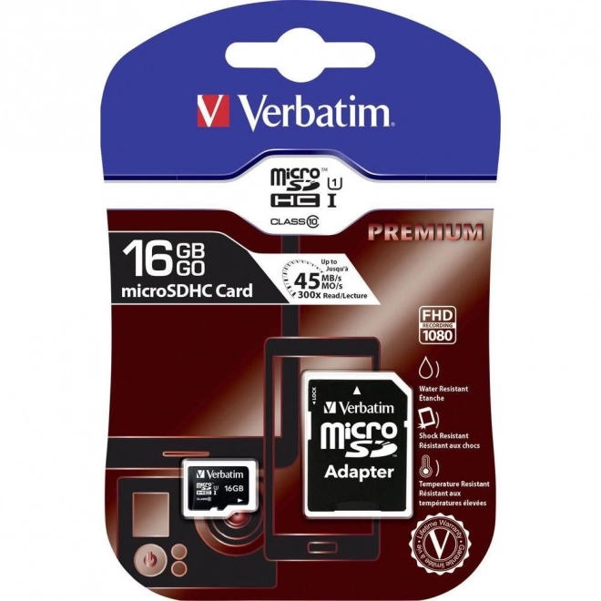 MicroSDHC karta 16GB Class 10 UHS-I s adaptérom