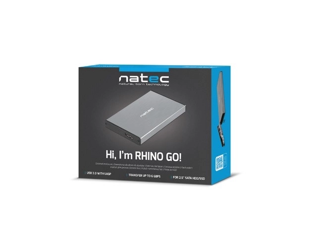 Externý obal na HDD/SSD Rhino GO 2,5 USB 3.0 šedý