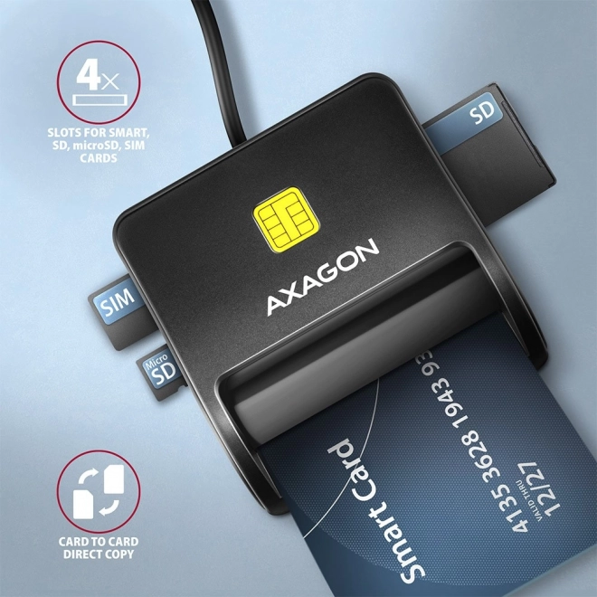 Snímač kariet Axagon s USB pripojením pre SD/microSD/SIM a ID karty