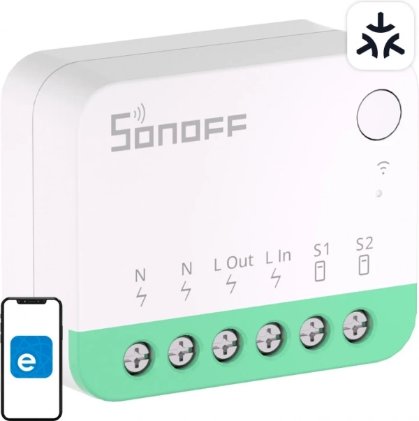 Inteligentný mini spínač Wi‑Fi SONOFF MINIR4M s podporou Matter (Apple HomeKit, Google Home, SmartThings, Home Assistant)