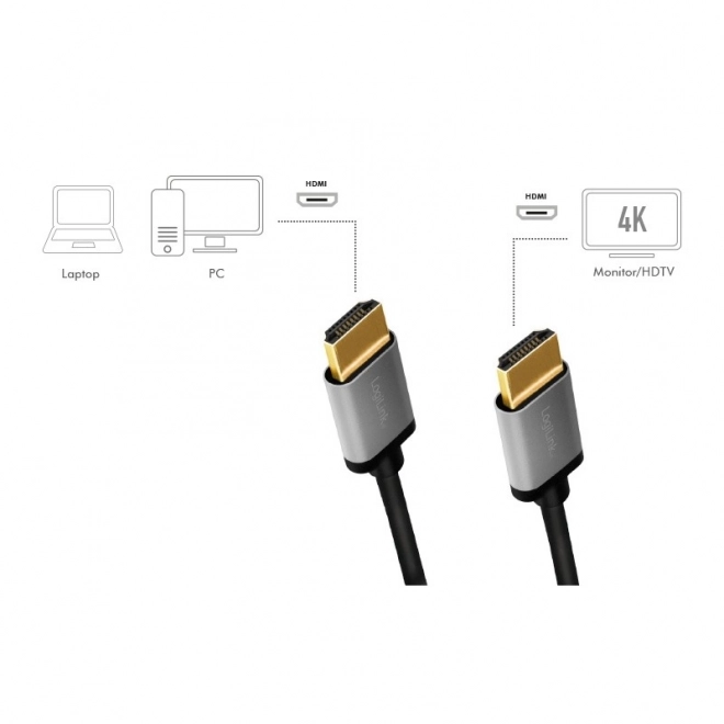 HDMI kábel 4K 60Hz hliníkový 3m čierny