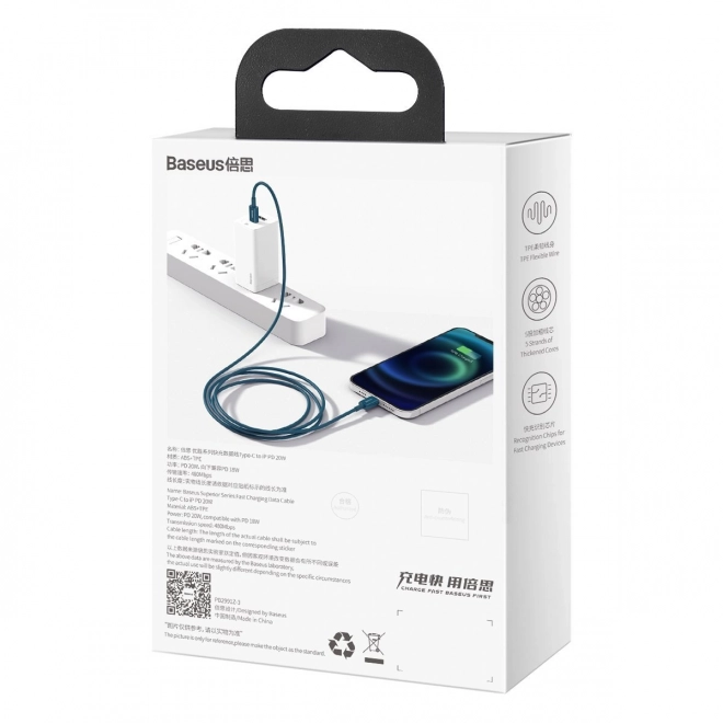 USB-C Kabel pre iPhone 20W PD 2m Modrý