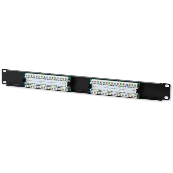 Patch panel 1U UTP 16×RJ45 Cat.5e – čierny