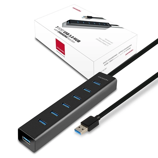 7-portový USB hub s rýchlym nabíjaním AXAGON