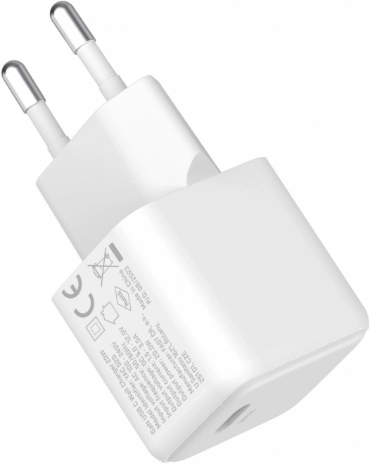 Biela sieťová nabíjačka USB C 20W s GaN technológiou