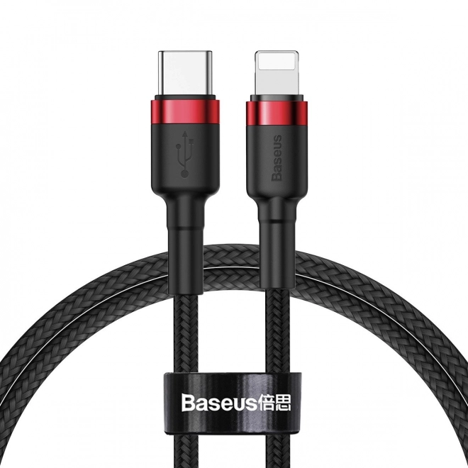 Kabel Baseus s rýchlonabíjaním USB-C - Lightning 1 m čierno-červený