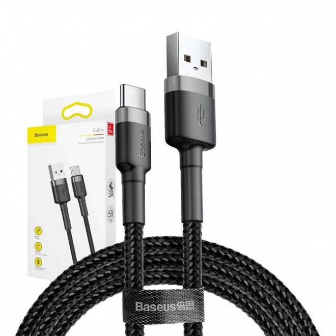 Kábel Baseus Cafule USB-C 3A 0,5 m šedo-čierny