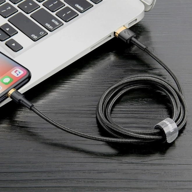 USB kábel Lightning Baseus Cafule 3m zlatá čierna