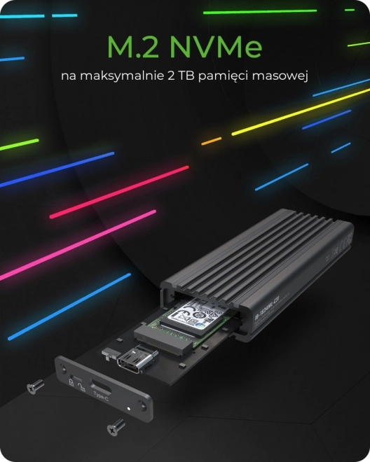 Obudowa pre NVMe SSD s RGB osvetlením