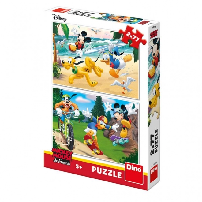 Detské puzzle Mickey športuje 2x77 dielikov